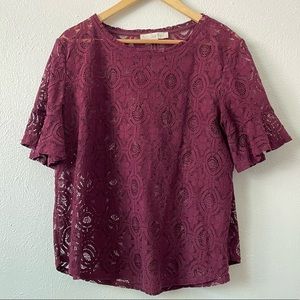 Large LOFT Burgundy Lace Top